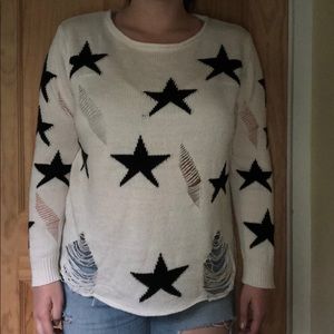Distressed Forever 21 Star Sweater